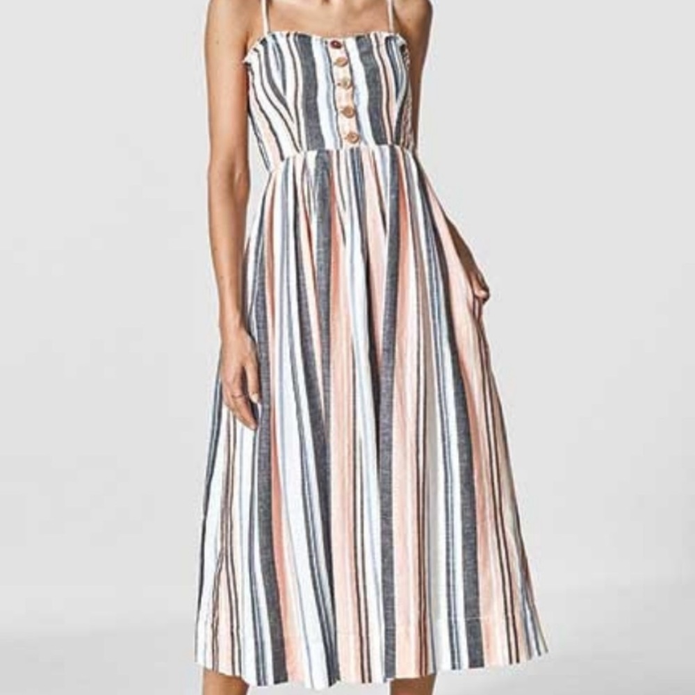 free people striped button front dress